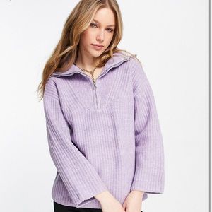 Annorlunda hooded half zip knit sweater